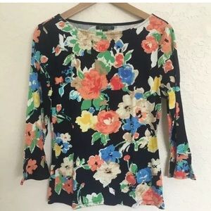 LAUREN Ralph Lauren Navy popover top Ladies Lg